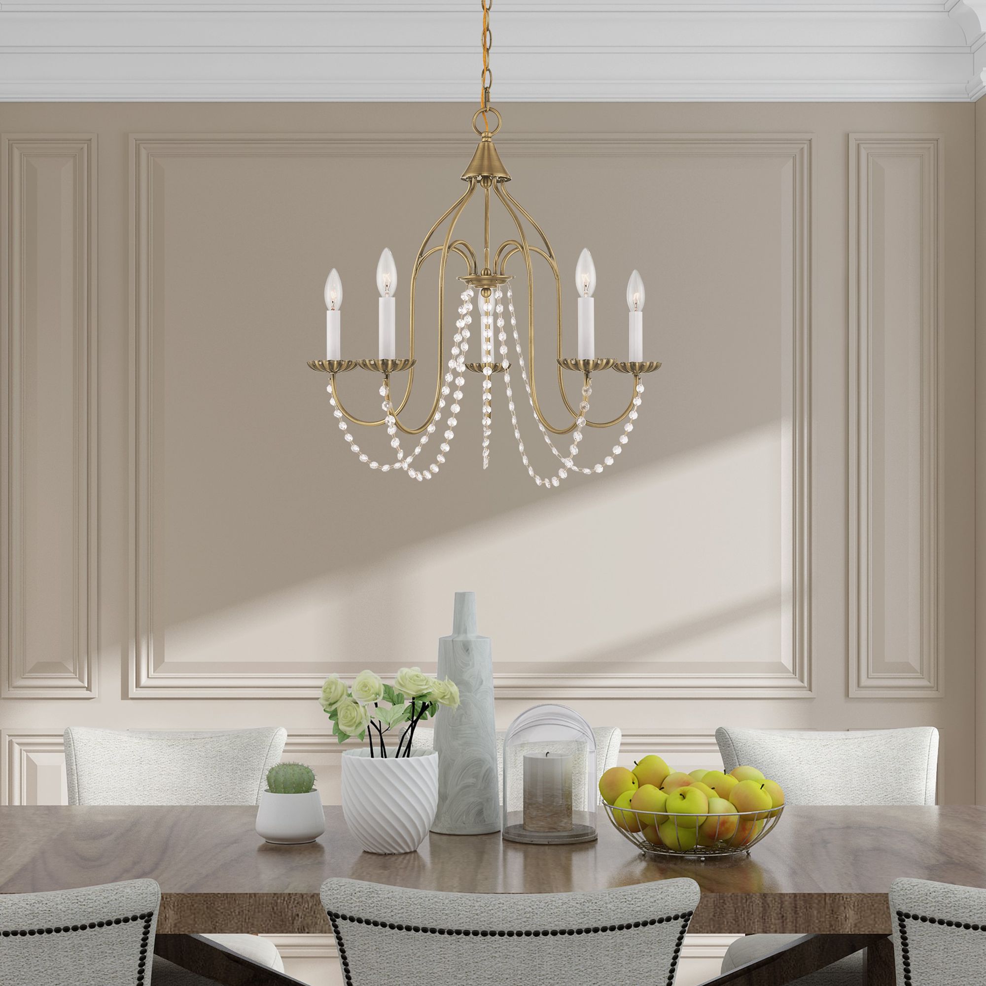 Livex Alessia 24" Wide Antique Brass 5-Light Chandelier in scene