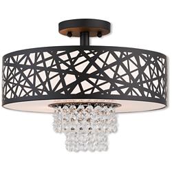 Livex Allendale 15" Wide Bronze 3-Light Drum Ceiling Light