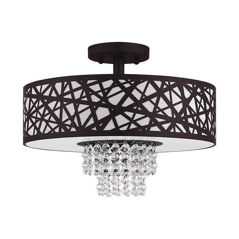 Image 3 Livex Allendale 15" Wide Bronze 3-Light Drum Ceiling Light more views