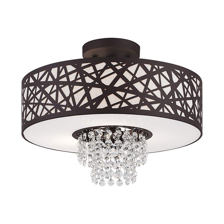 Image 4 Livex Allendale 15" Wide Bronze 3-Light Drum Ceiling Light more views