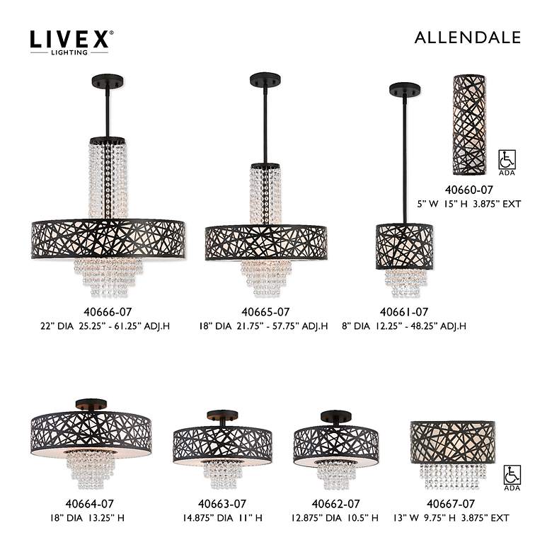 Image 7 Livex Allendale 15" Wide Bronze 3-Light Drum Ceiling Light more views