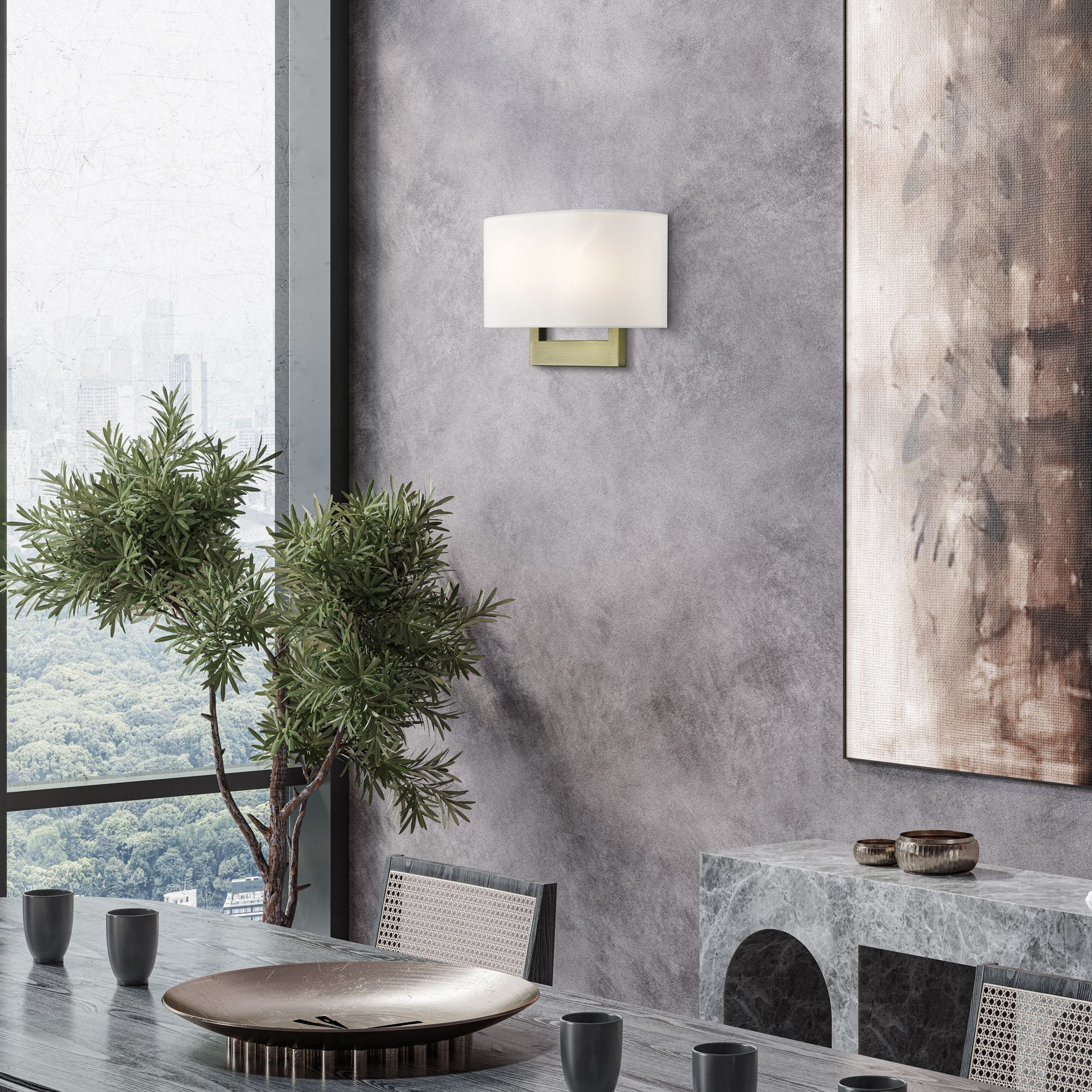 Livex Allison 13" Wide 2-Light Antique Brass ADA Wall Sconce