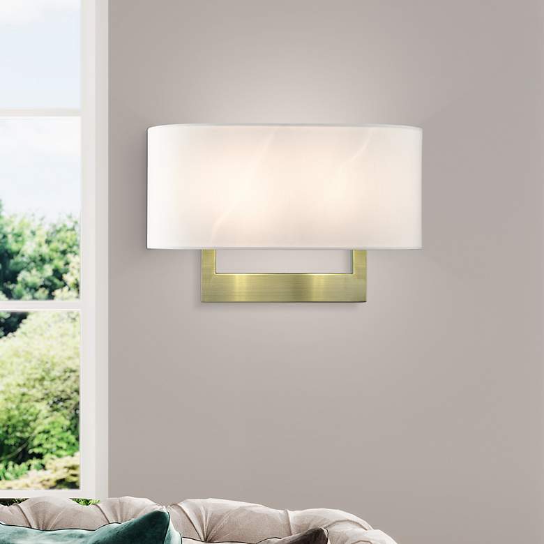 Image 3 Livex Allison 15" Wide 2-Light Antique Brass ADA Wall Sconce more views