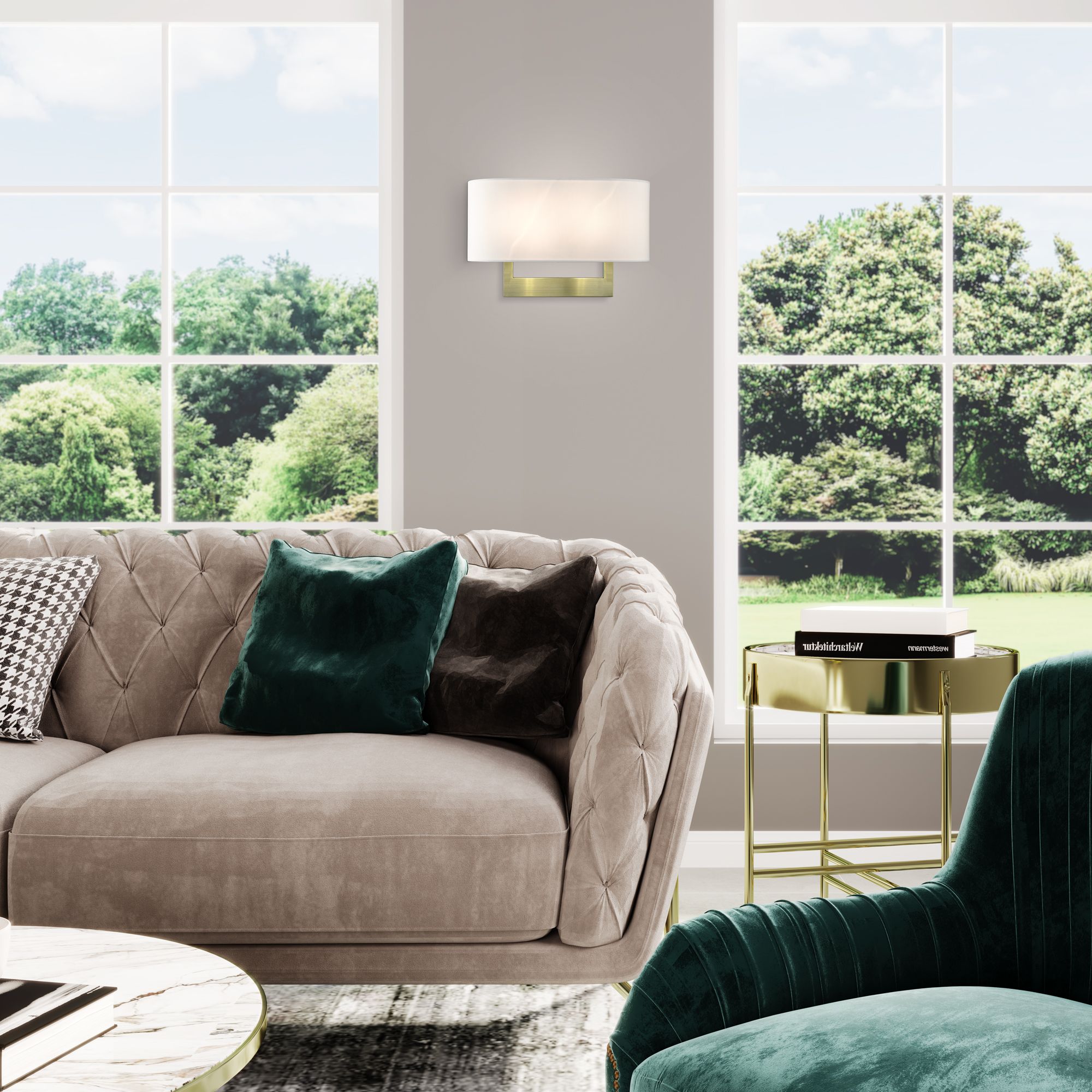 Livex Allison 15" Wide 2-Light Antique Brass ADA Wall Sconce