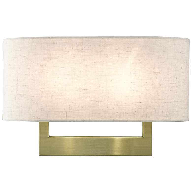 Image 1 Livex Allison 15" Wide 2-Light Linen and Antique Brass ADA Wall Sconce