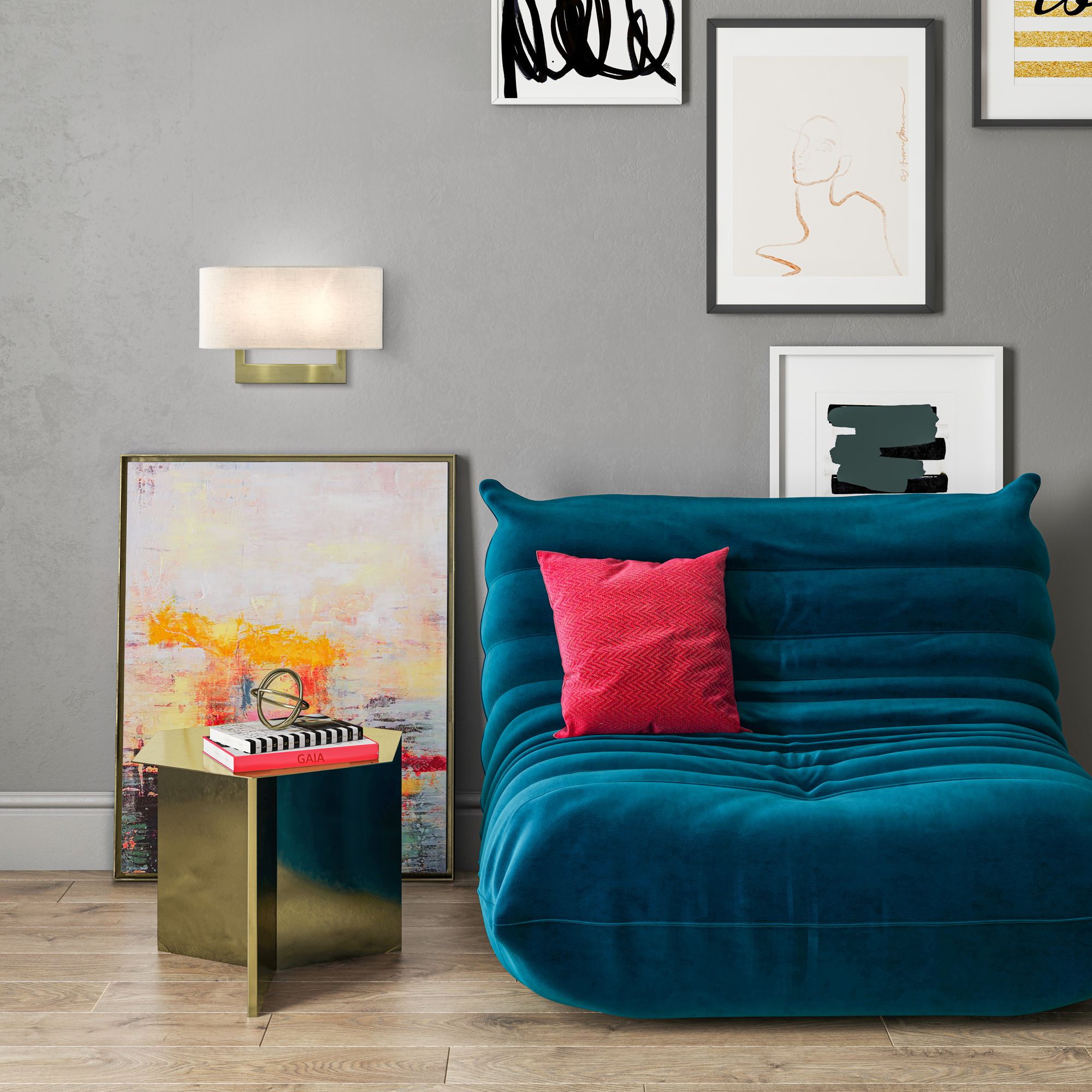 Livex Allison 15" Wide 2-Light Linen and Antique Brass ADA Wall Sconce