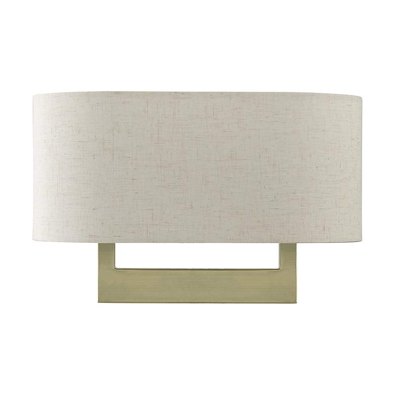 Image 4 Livex Allison 15" Wide 2-Light Linen and Antique Brass ADA Wall Sconce more views