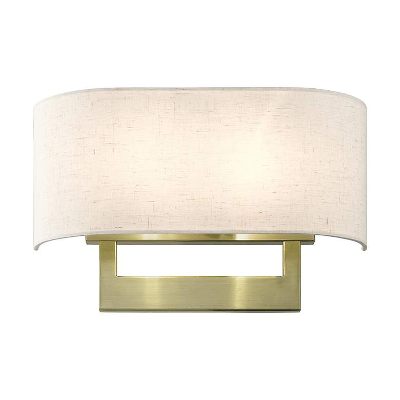Image 5 Livex Allison 15" Wide 2-Light Linen and Antique Brass ADA Wall Sconce more views