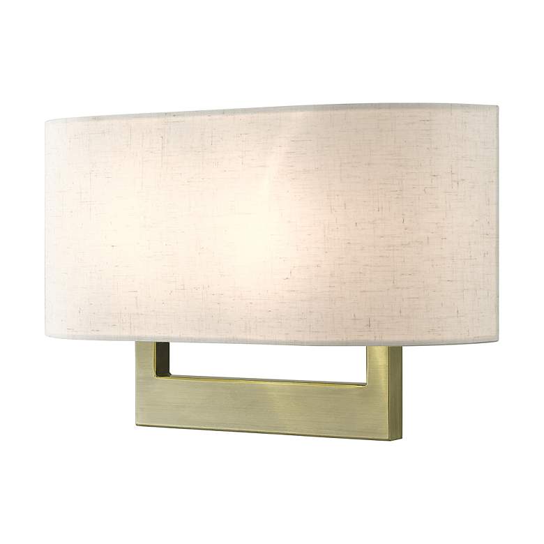 Image 6 Livex Allison 15" Wide 2-Light Linen and Antique Brass ADA Wall Sconce more views