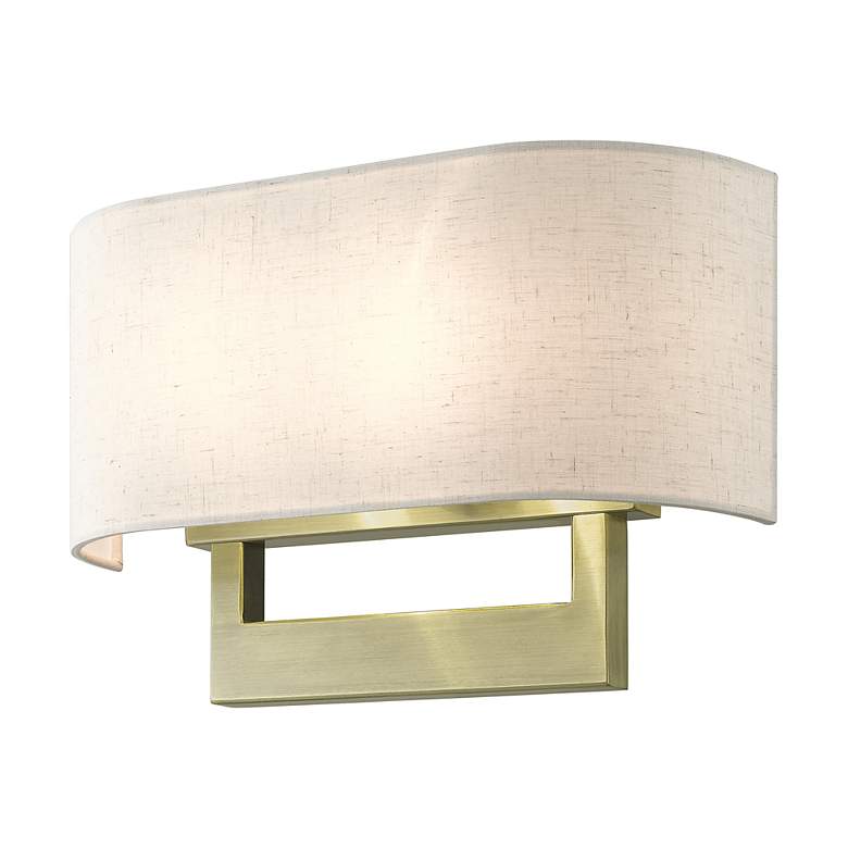 Image 7 Livex Allison 15" Wide 2-Light Linen and Antique Brass ADA Wall Sconce more views