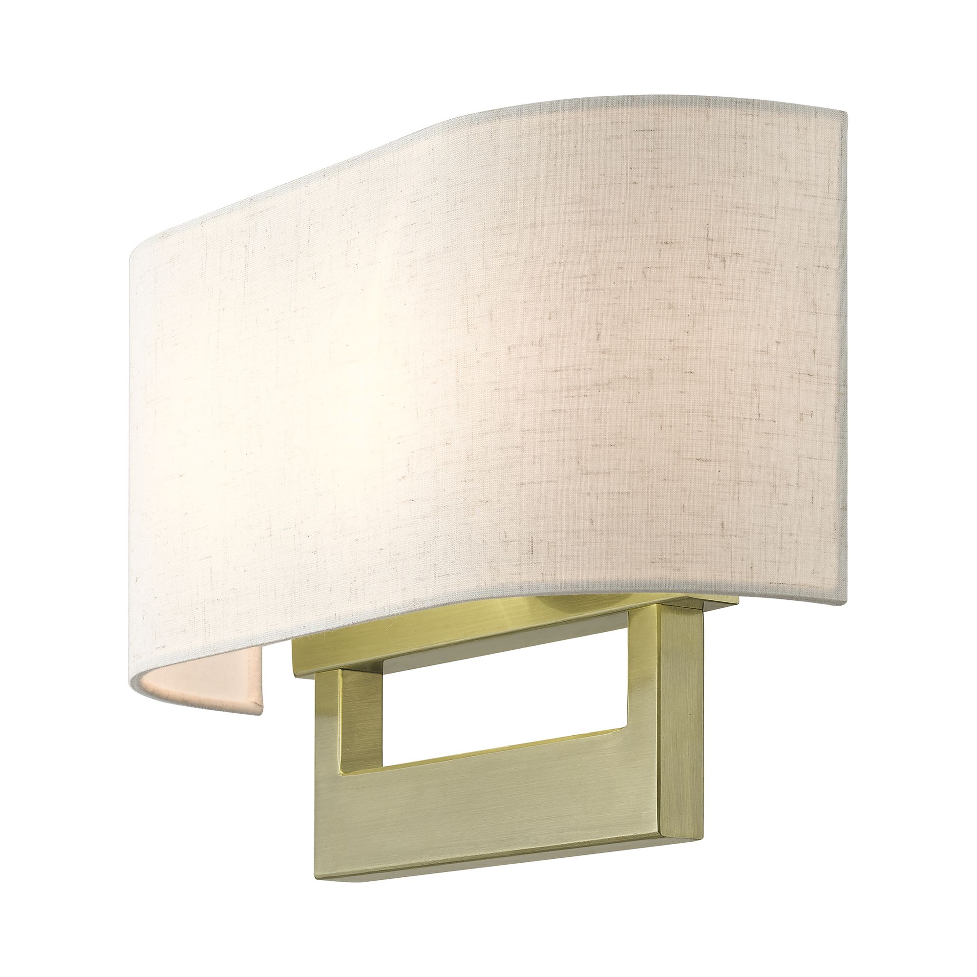 Livex Allison 15" Wide 2-Light Linen and Antique Brass ADA Wall Sconce