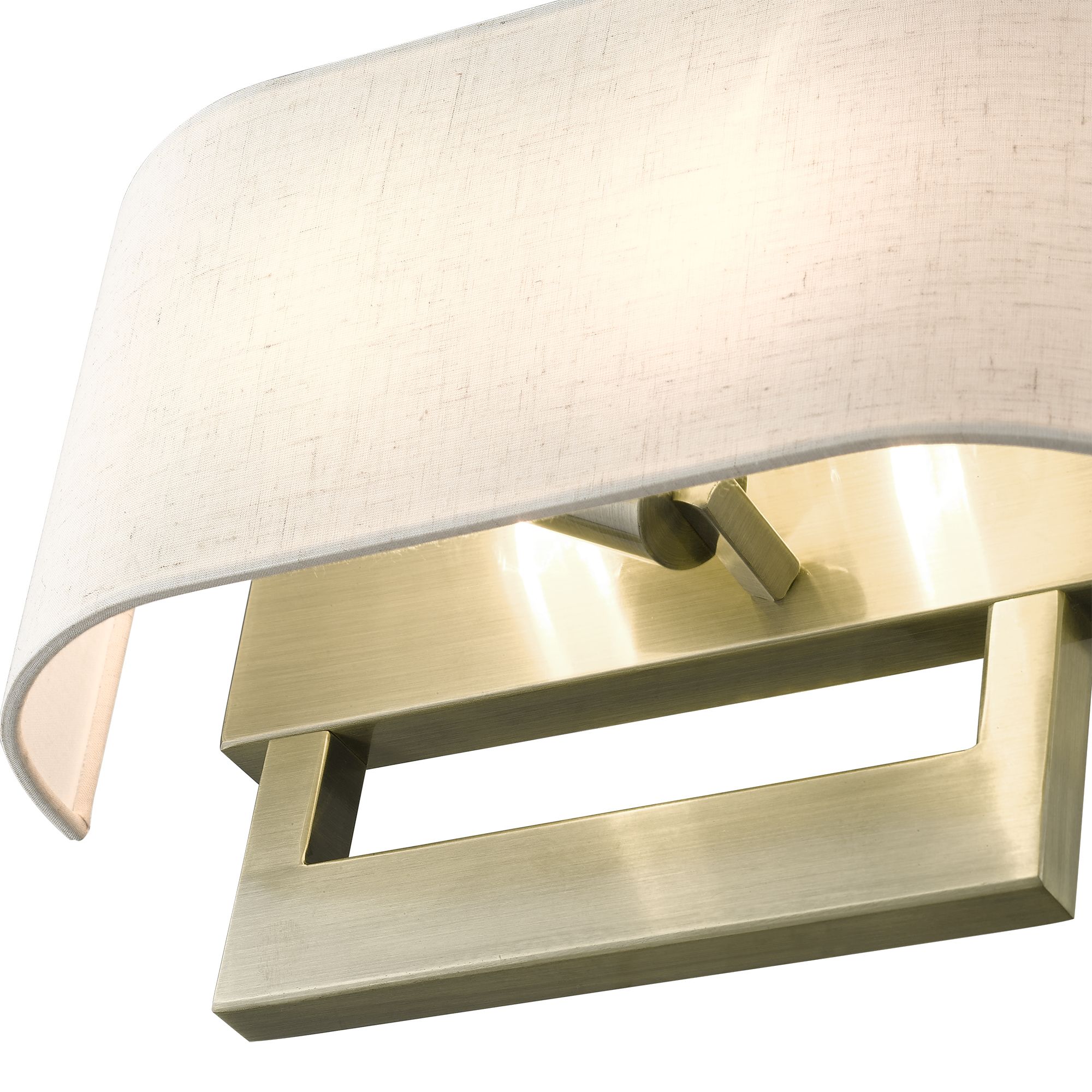Livex Allison 15" Wide 2-Light Linen and Antique Brass ADA Wall Sconce