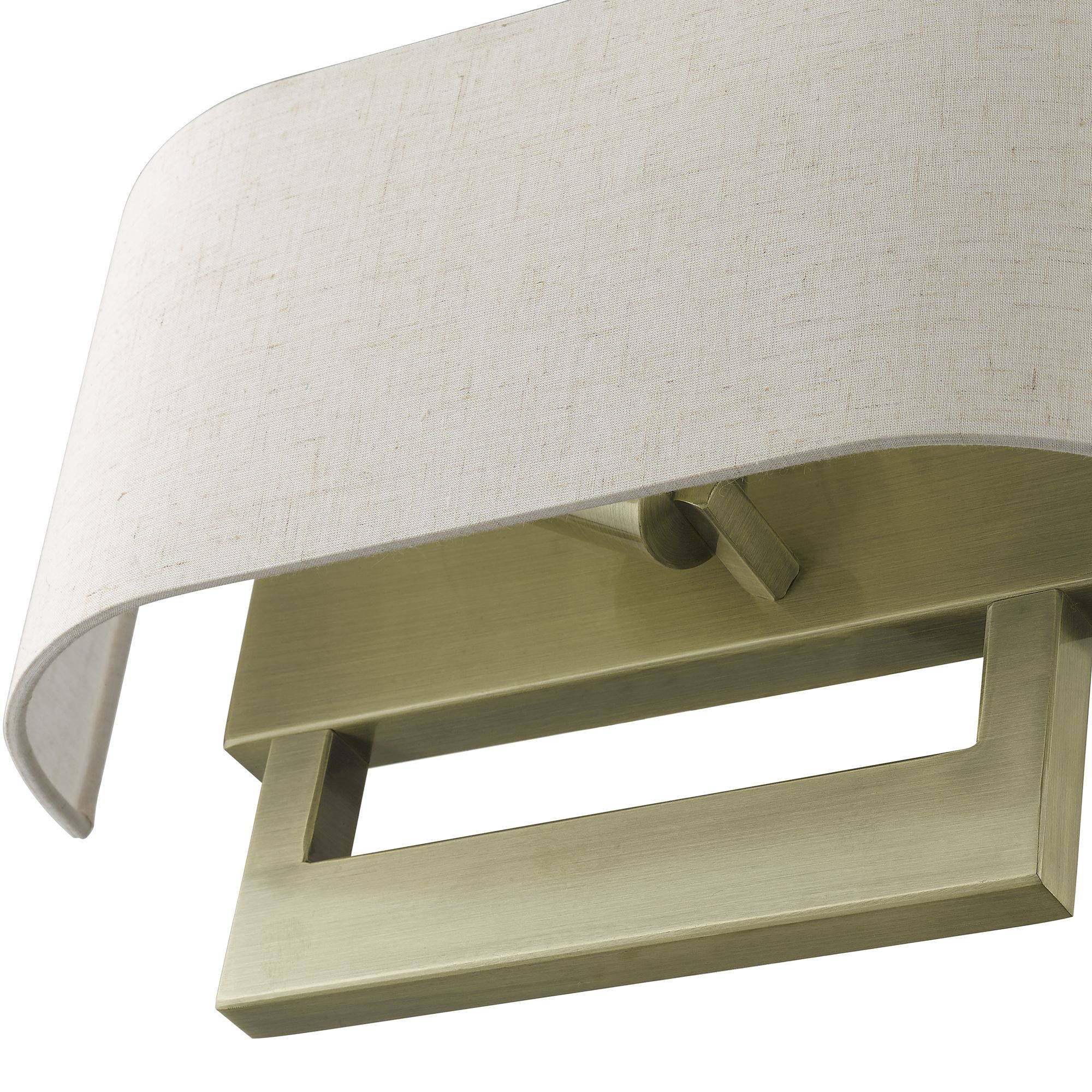 Livex Allison 15" Wide 2-Light Linen and Antique Brass ADA Wall Sconce