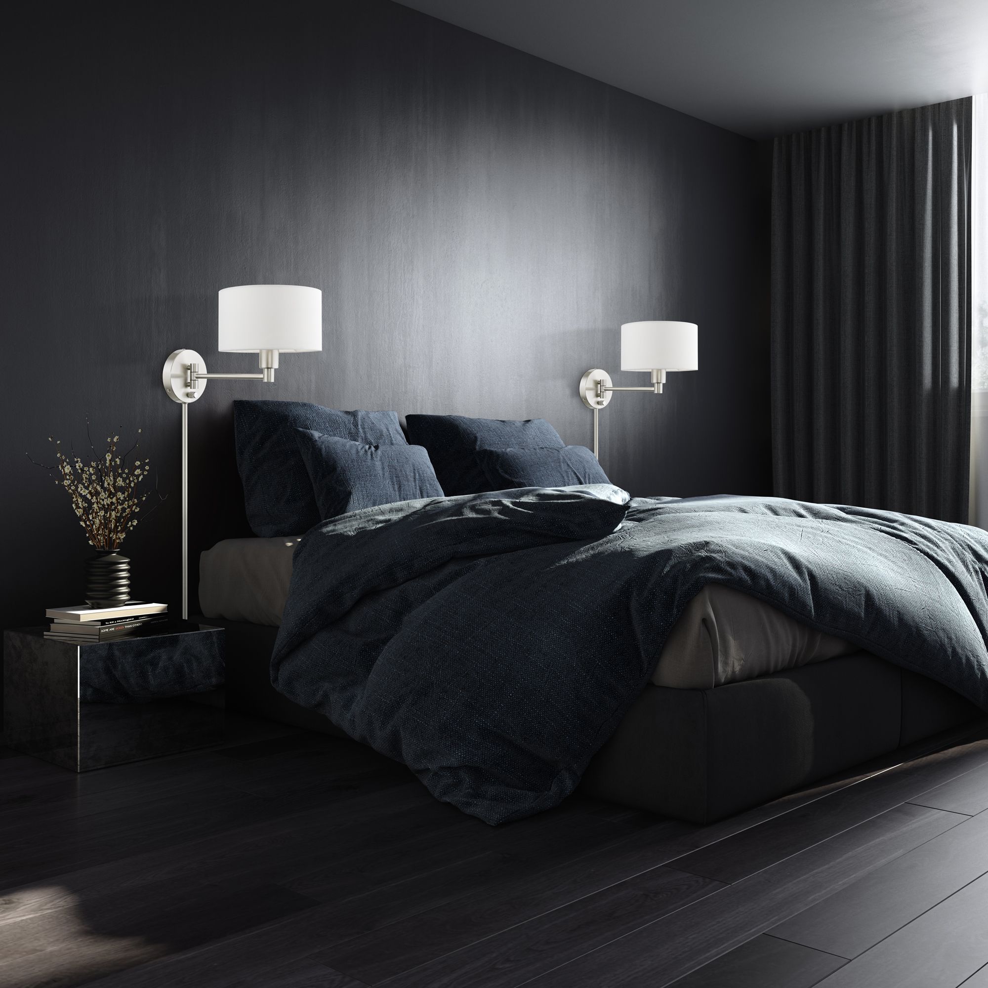 Livex Allison Brushed Nickel Swing Arm Wall Lamp