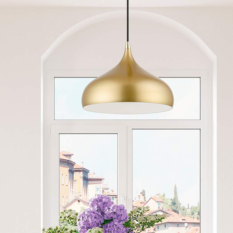 Image 2 Livex Amador 11 3/4"W Polished Brass Teardrop Mini Pendant