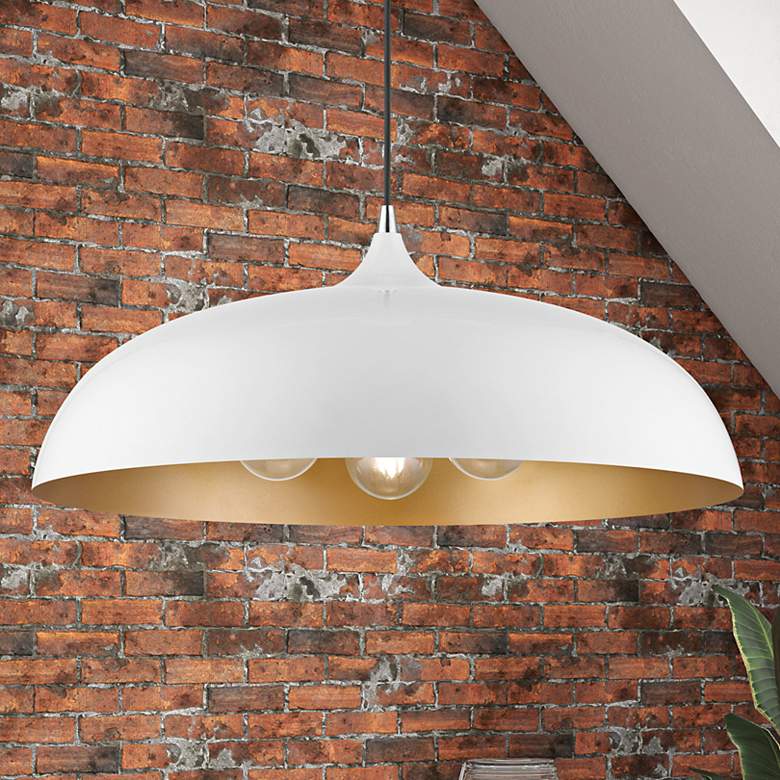 Image 2 Livex Amador 23 3/4" Wide Shiny White Dome Pendant Light