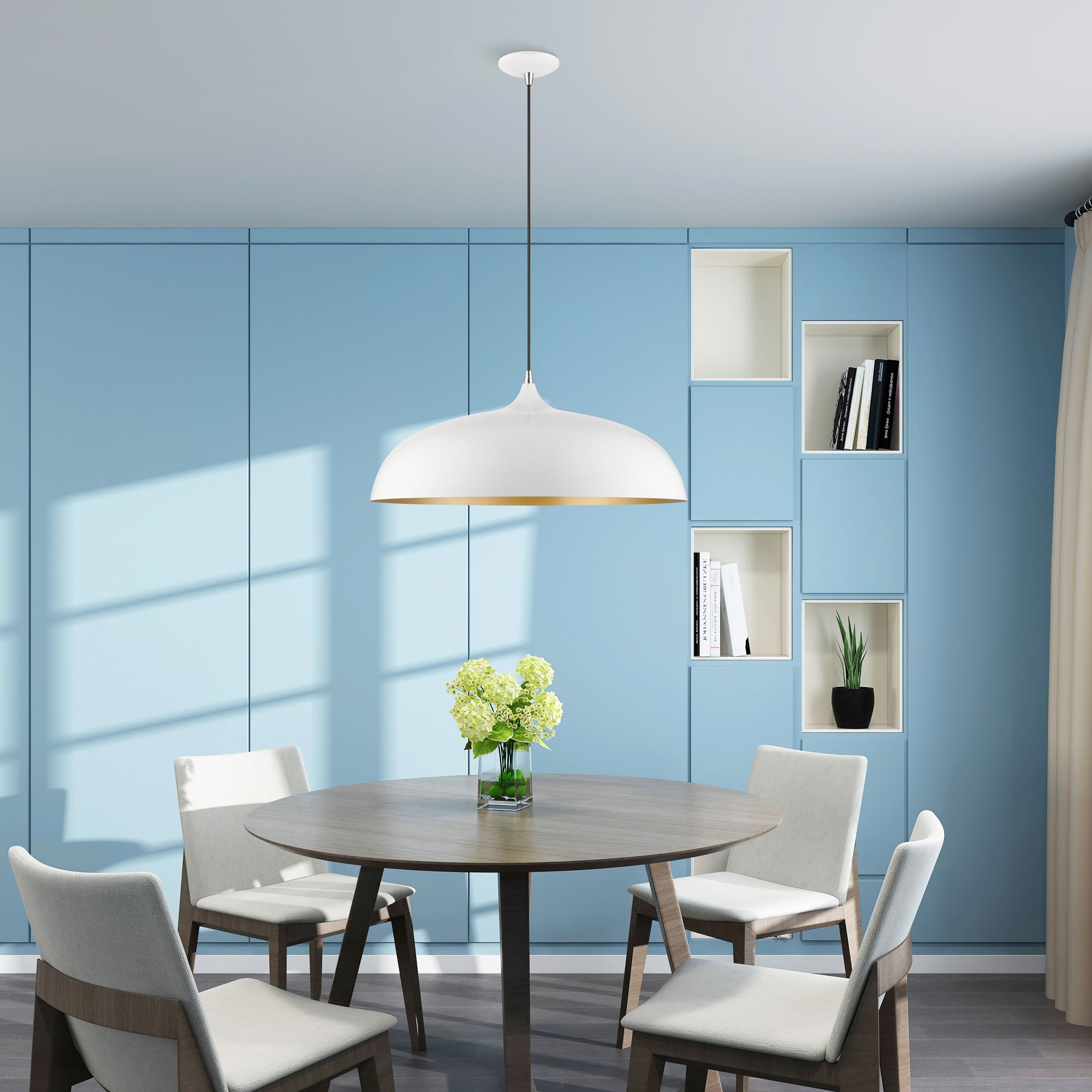 Livex Amador 23 3/4" Wide Shiny White Dome Pendant Light in scene