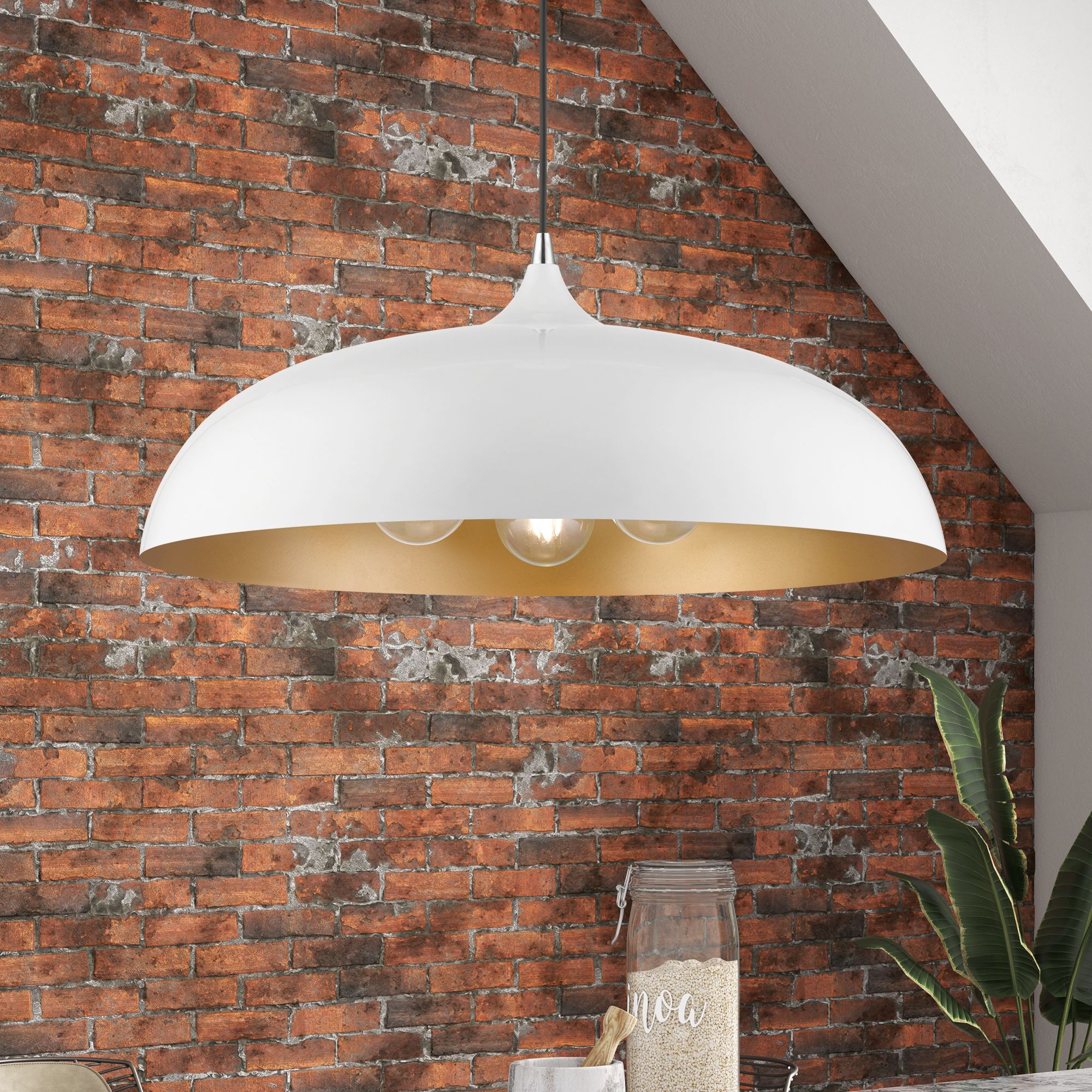 Livex Amador 23 3/4" Wide Shiny White Dome Pendant Light in scene