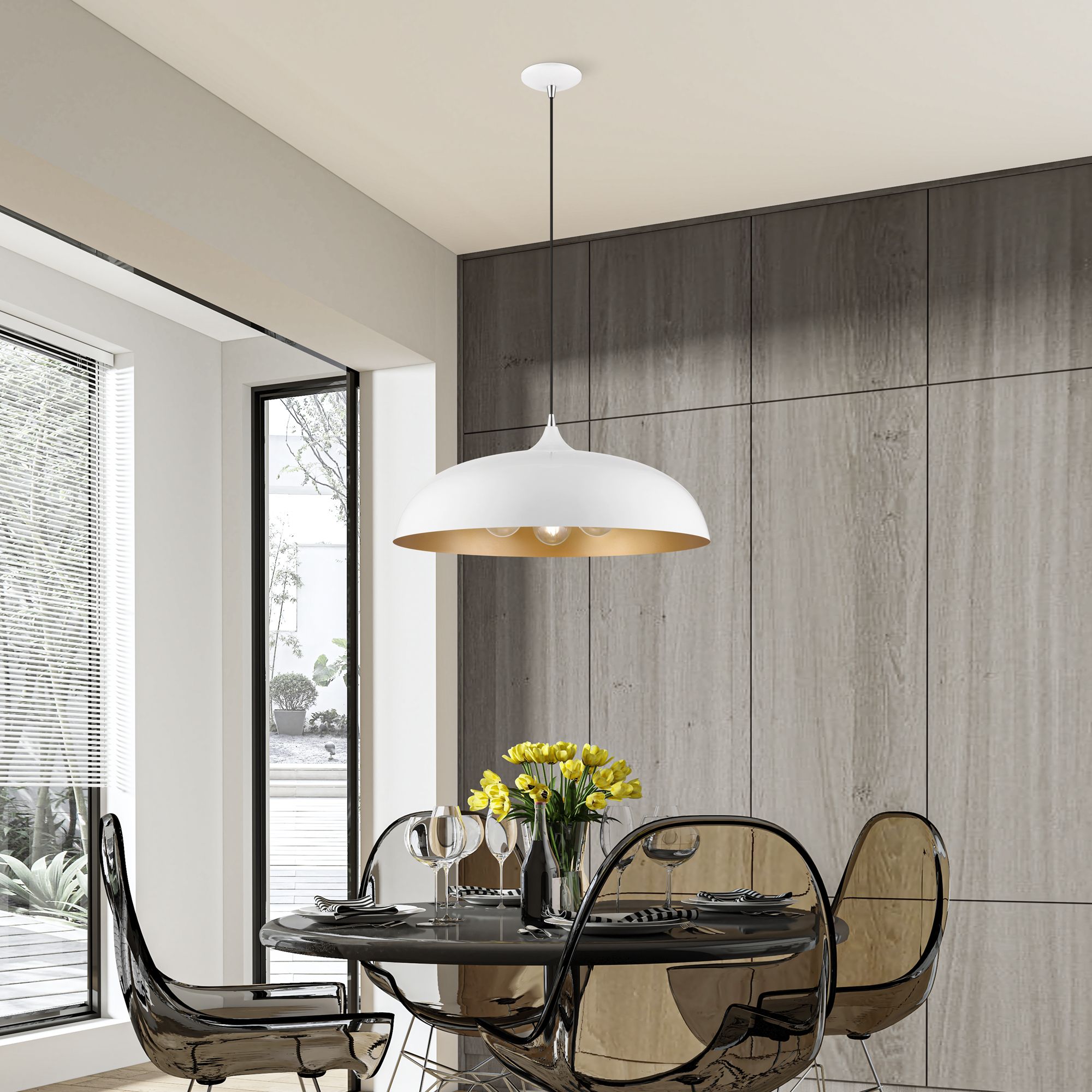 Livex Amador 23 3/4" Wide Shiny White Dome Pendant Light in scene