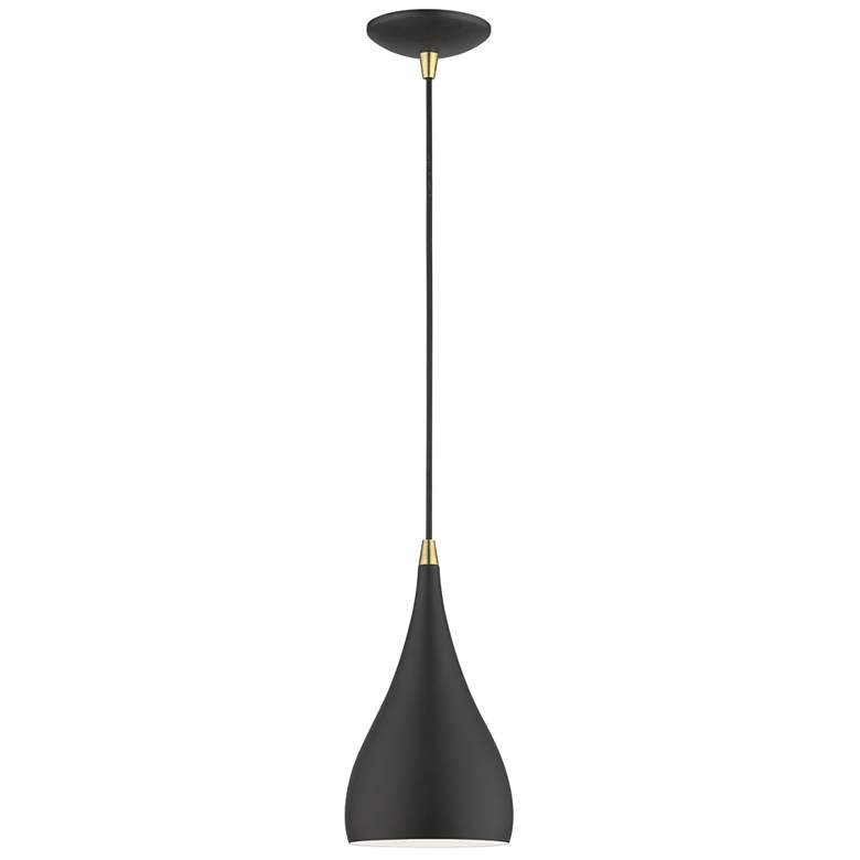 Image 1 Livex Amador 6 1/2 inch Wide Brass and Textured Black Modern Mini Pendant