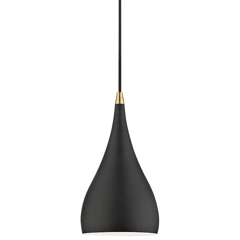 Image 1 Livex Amador 6 1/2 inch Wide Brass and Textured Black Modern Mini Pendant