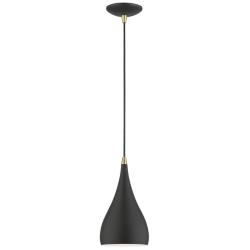 Livex Amador 6 1/2&quot; Wide Brass and Textured Black Modern Mini Pendant