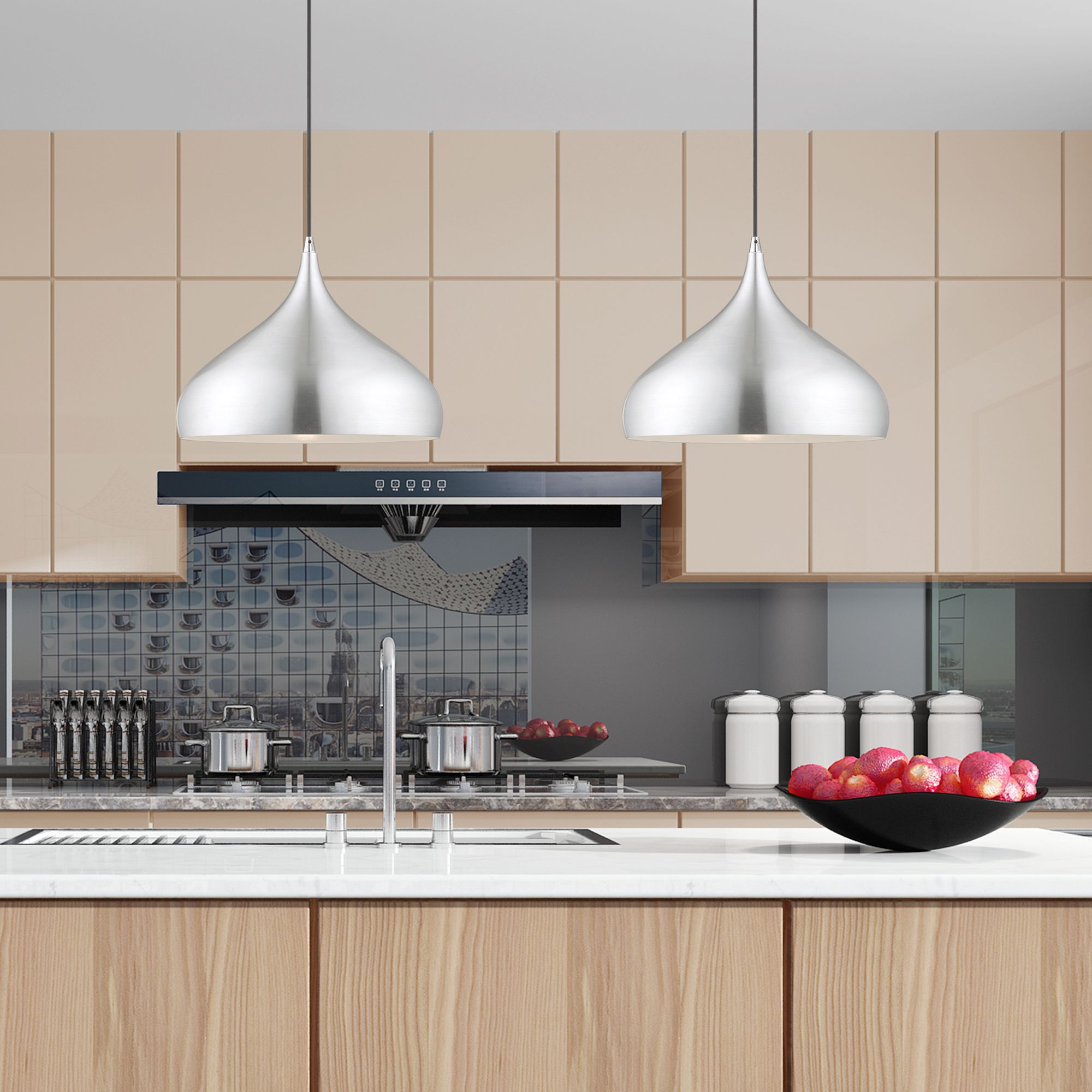 Livex Angelique 15 3/4" Wide Brushed Aluminum Pendant Light