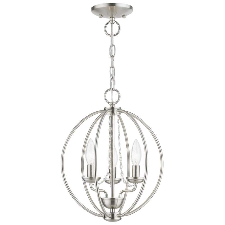 Image 2 Livex Arabella 12" Wide 3-Light Brushed Nickel Globe Mini Chandelier