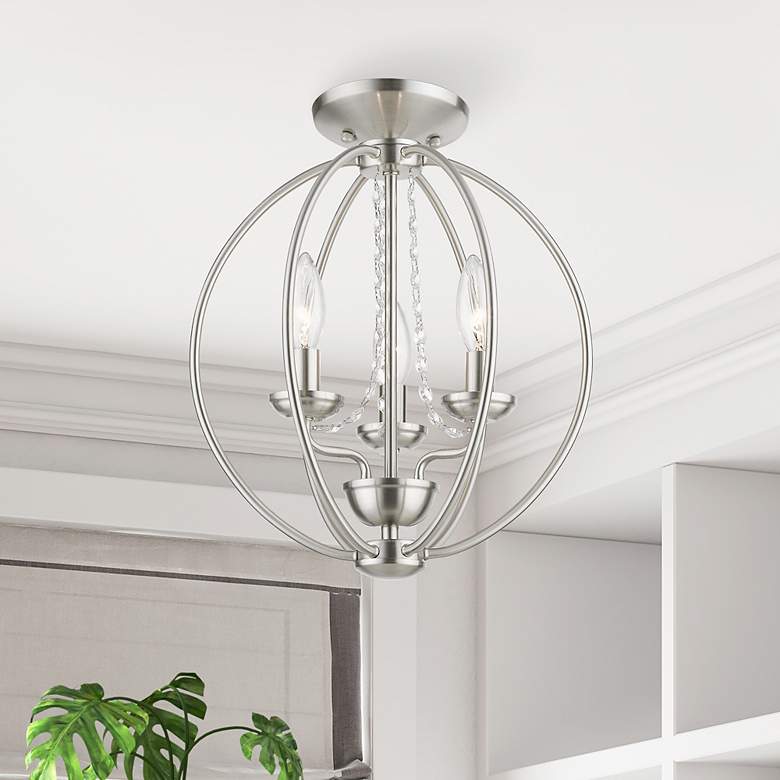 Image 1 Livex Arabella 12" Wide 3-Light Brushed Nickel Globe Mini Chandelier