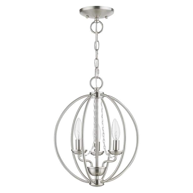 Image 3 Livex Arabella 12" Wide 3-Light Brushed Nickel Globe Mini Chandelier more views