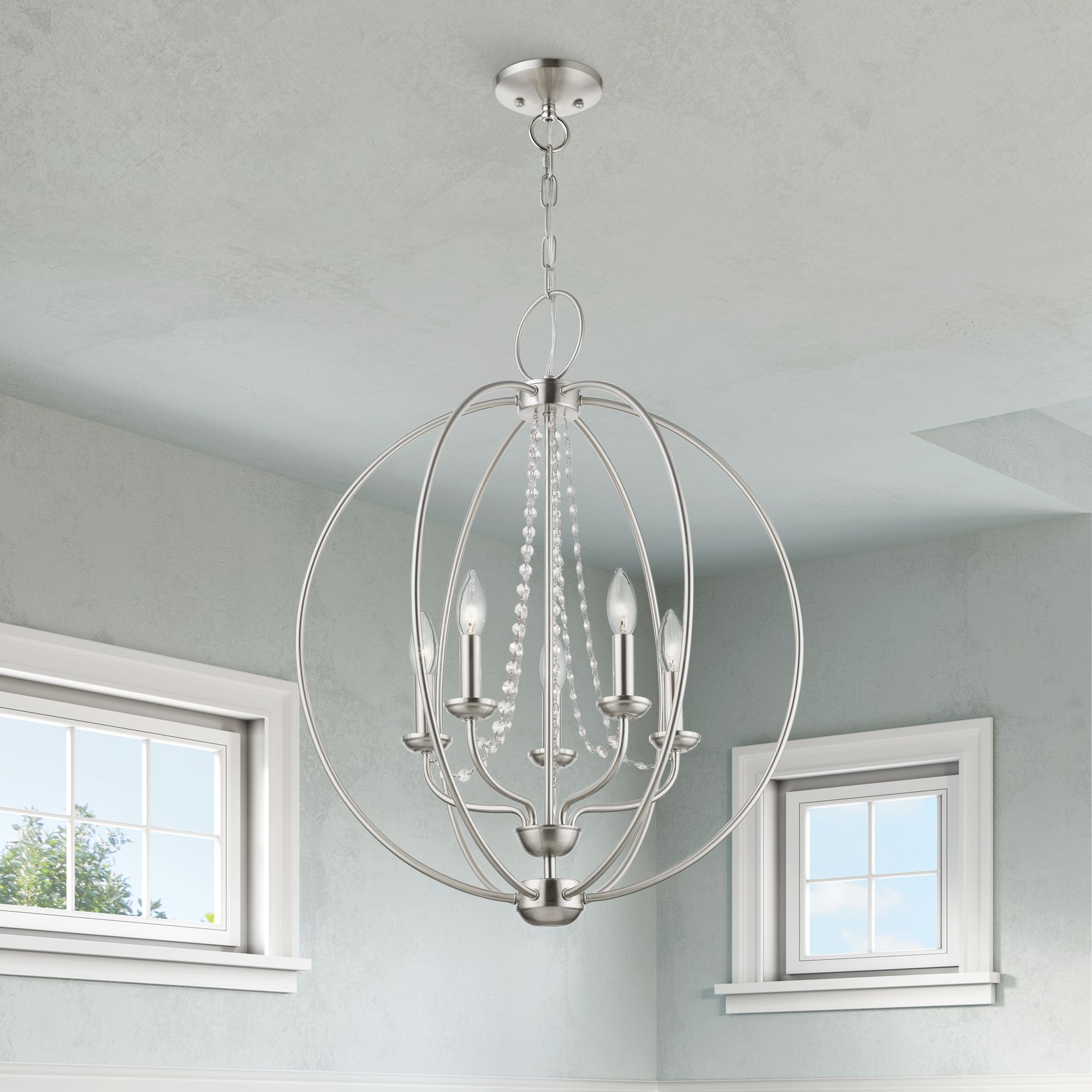 Livex Arabella 28 1/4"W Brushed Nickel 5-Light Chandelier