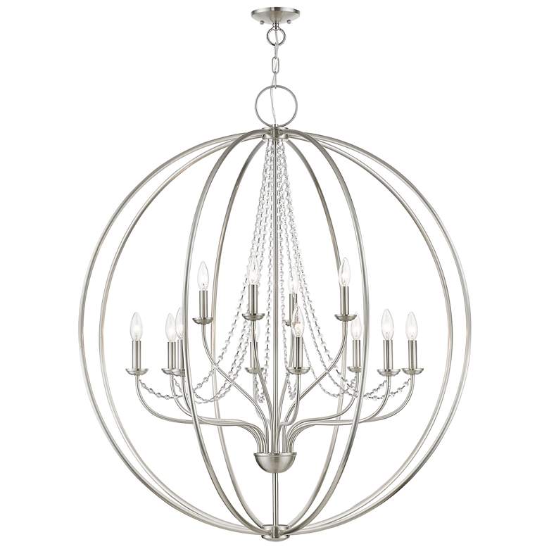 Image 2 Livex Arabella 40" Wide 12-Light Brushed Nickel Grande Chandelier