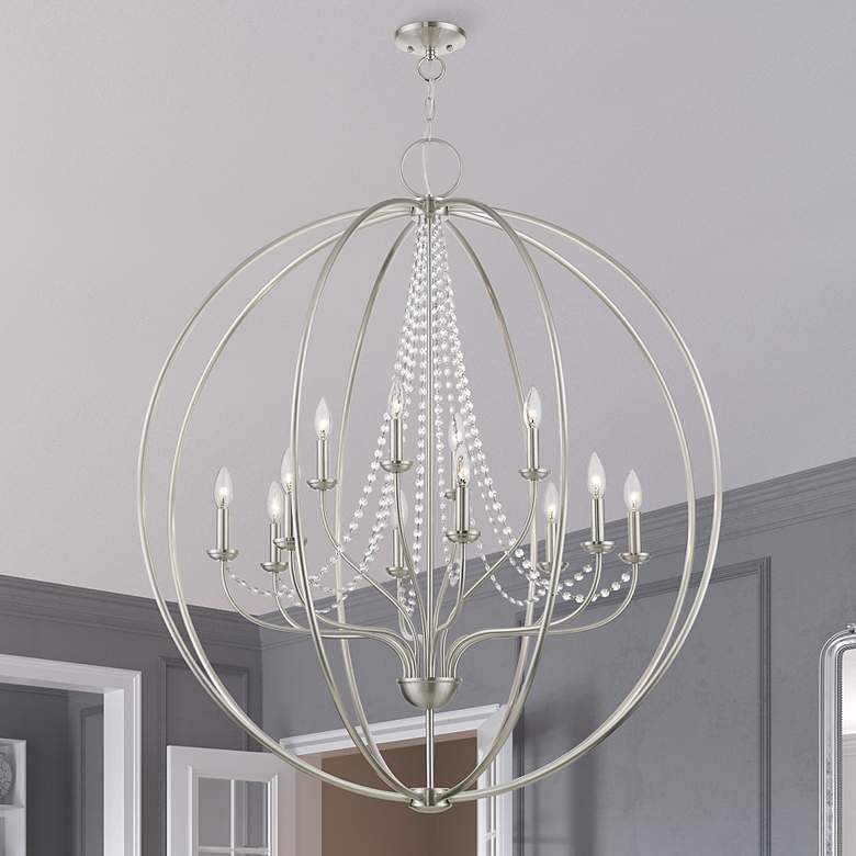 Image 1 Livex Arabella 40" Wide 12-Light Brushed Nickel Grande Chandelier