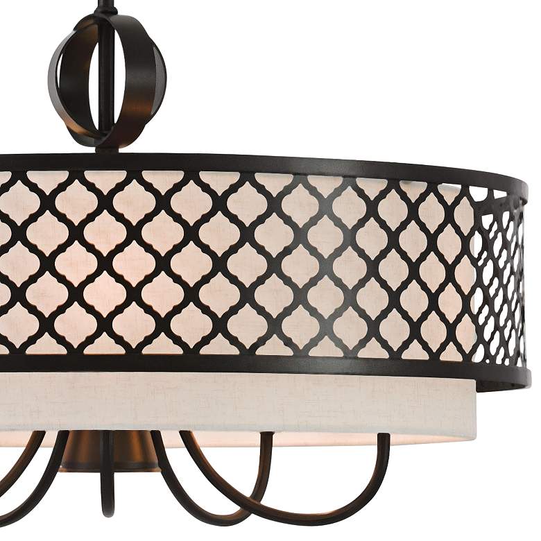 Image 3 Livex Arabesque 24" Wide English Bronze Drum Pendant with Downlight more views