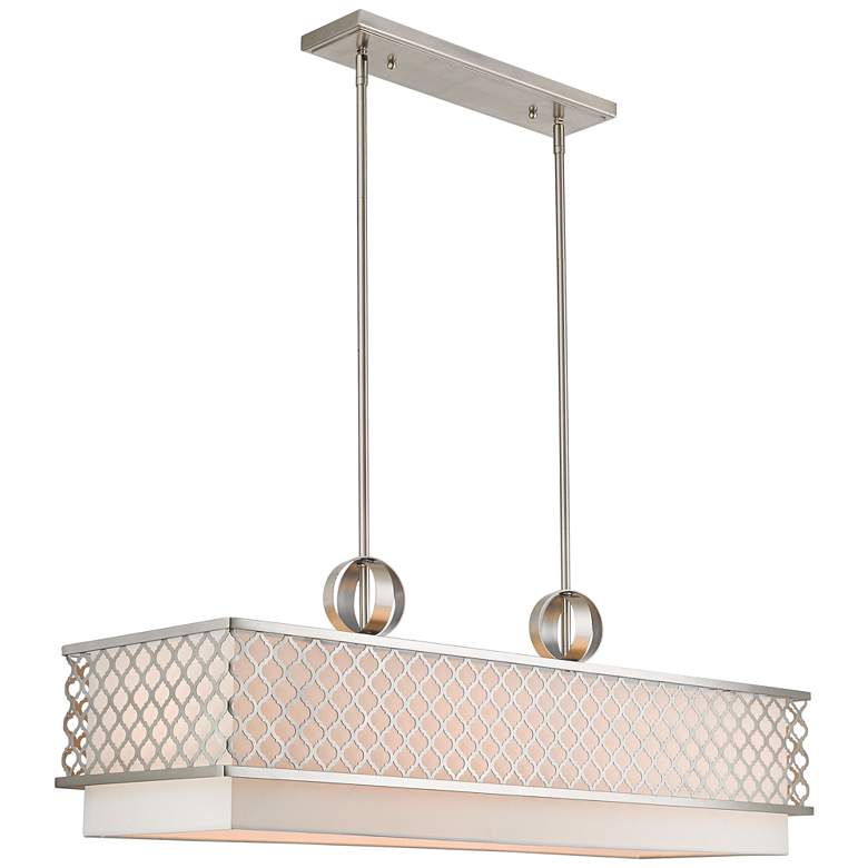 Image 2 Livex Arabesque 39 3/4 inch Wide Nickel Kitchen Island Light Pendant