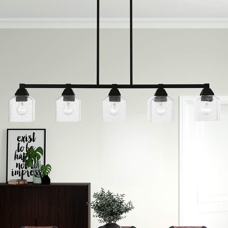 Image 1 Livex Aragon 42" Wide Black 5-Light Linear Pendant