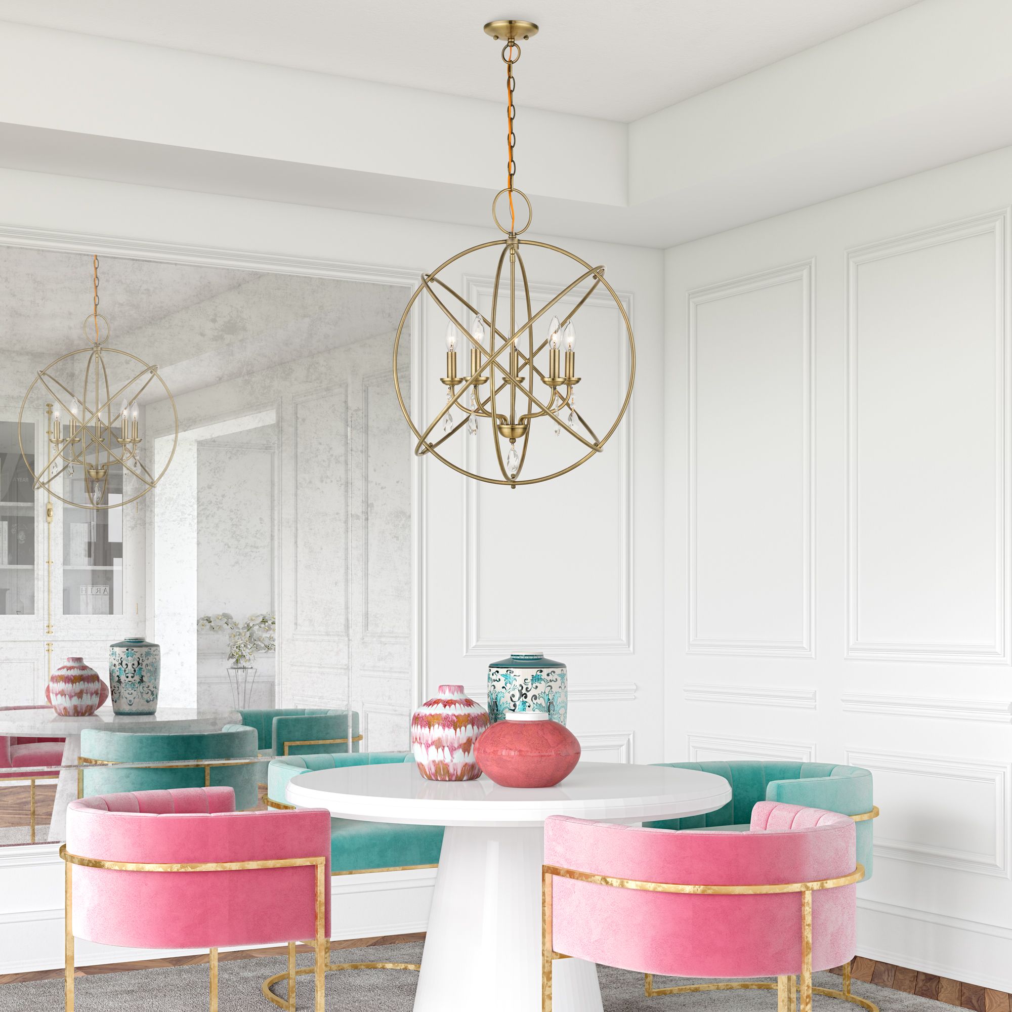 Livex Aria 23 1/2" Wide Antique Brass 5-Light Orb Chandelier