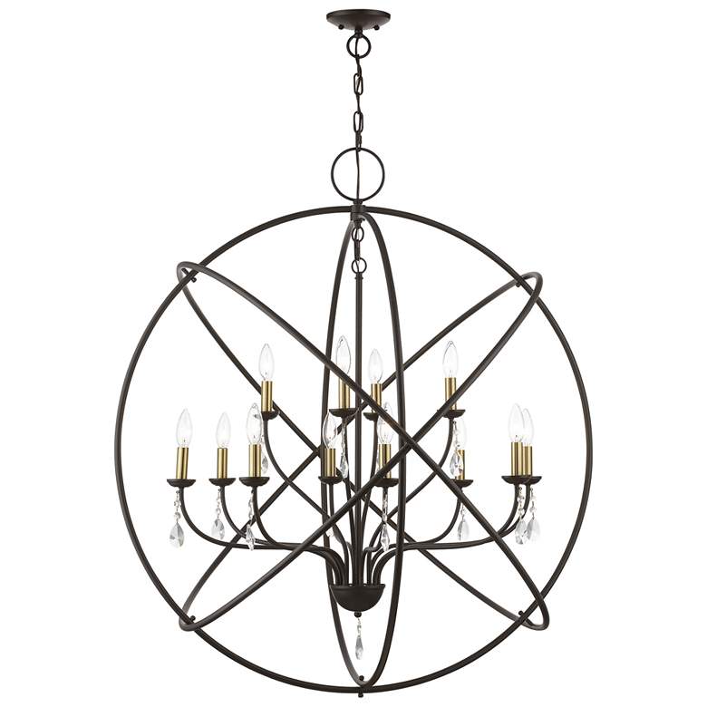 Image 1 Livex Aria 40" Wide 12-Light Orb Ring Bronze Nickel Grande Chandelier