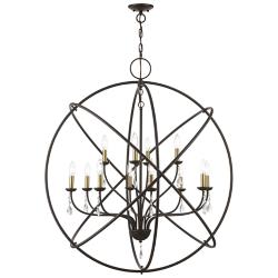 Livex Aria 40" Wide 12-Light Orb Ring Bronze Nickel Grande Chandelier