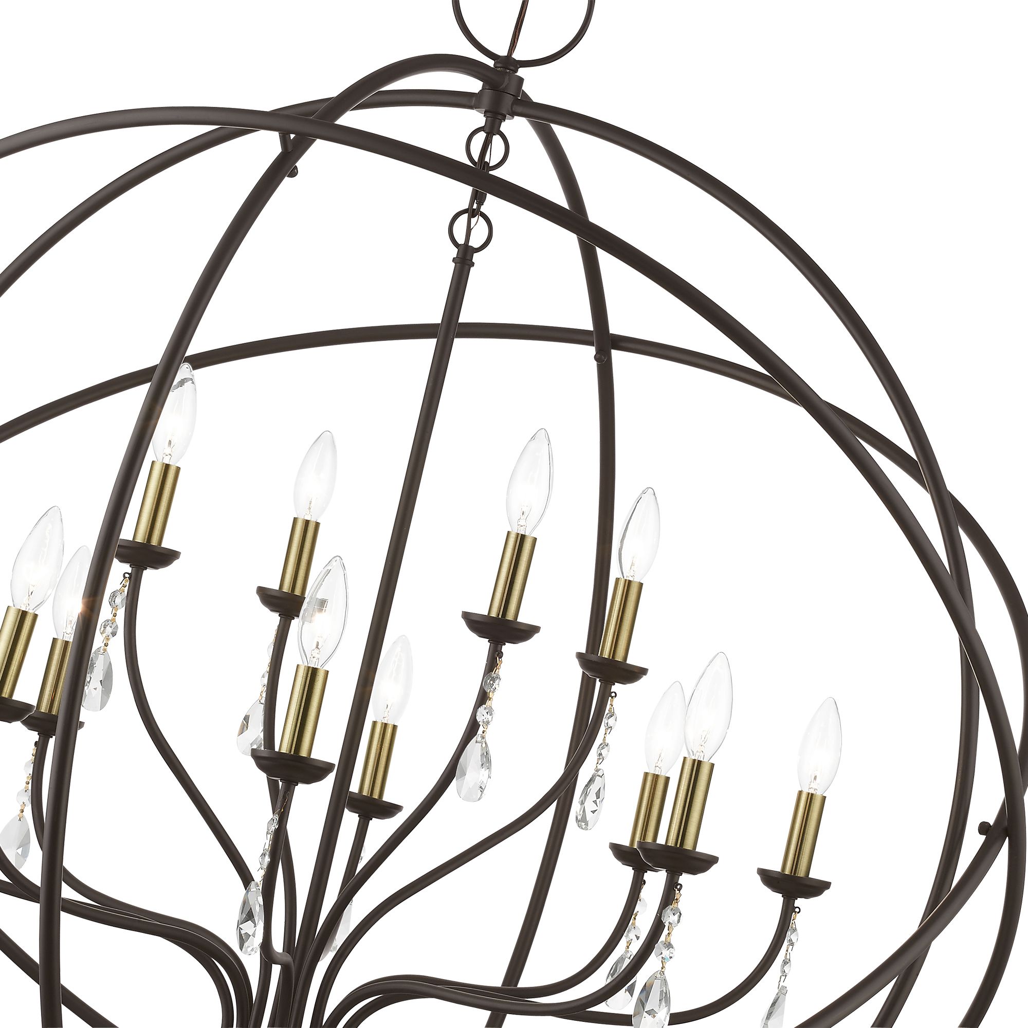 Livex Aria 40" Wide 12-Light Orb Ring Bronze Nickel Grande Chandelier