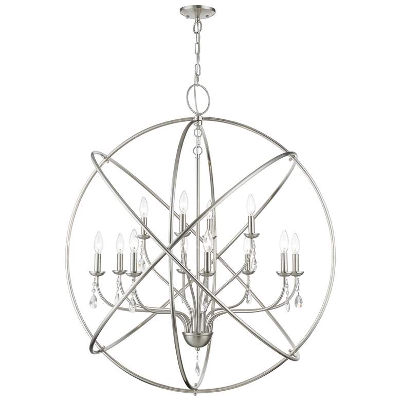 Image 1 Livex Aria 40" Wide 12-Light Orb Ring Brushed Nickel Grande Chandelier