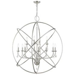 Livex Aria 40" Wide 12-Light Orb Ring Brushed Nickel Grande Chandelier