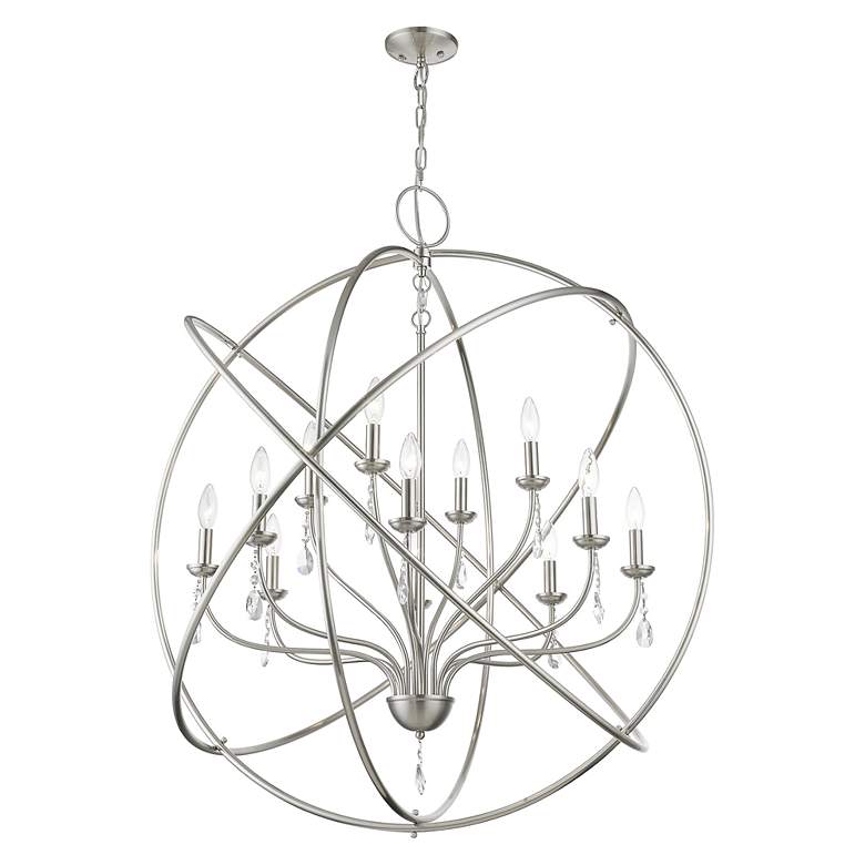 Image 4 Livex Aria 40" Wide 12-Light Orb Ring Brushed Nickel Grande Chandelier more views