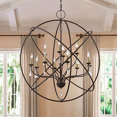 Livex Aria 40" Wide 12-Light Orb Ring Bronze Nickel Grande Chandelier