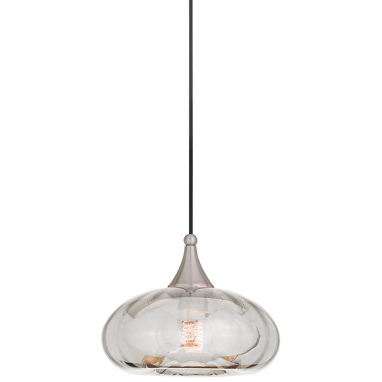 Image 1 Livex Art Glass 10 1/2" Wide Brushed Nickel Modern Mini Pendant