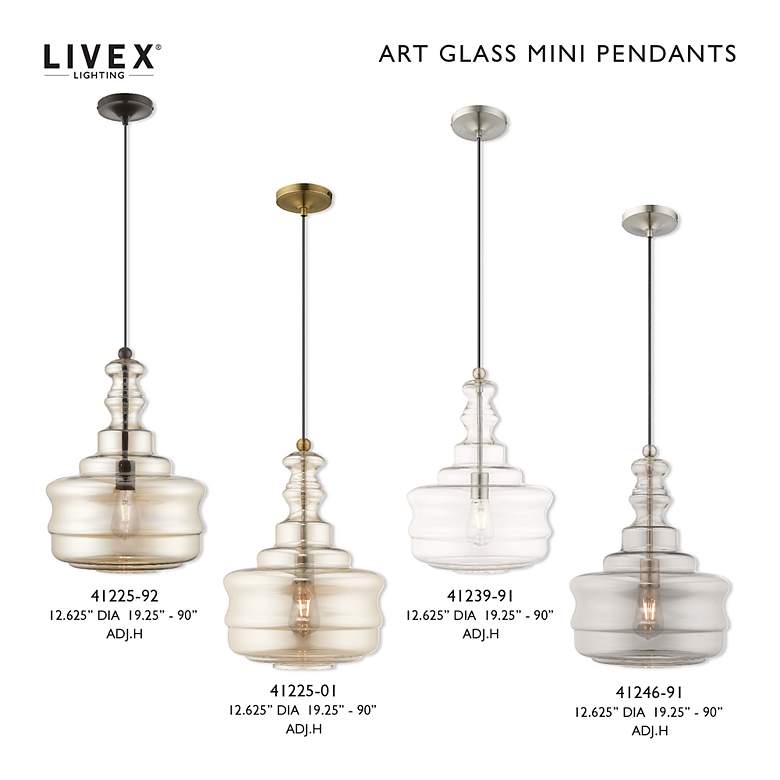 Image 3 Livex Art Glass 12 3/4" Wide English Bronze Pendant Light more views