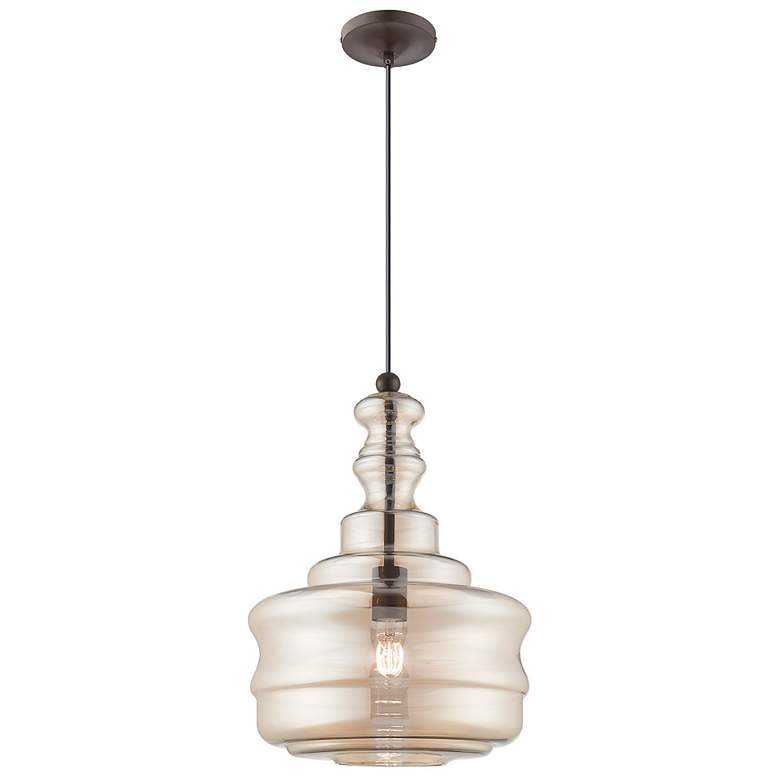 Image 6 Livex Art Glass 12 3/4" Wide English Bronze Pendant Light more views