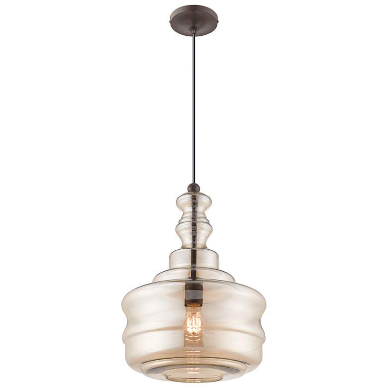 Image 7 Livex Art Glass 12 3/4" Wide English Bronze Pendant Light more views