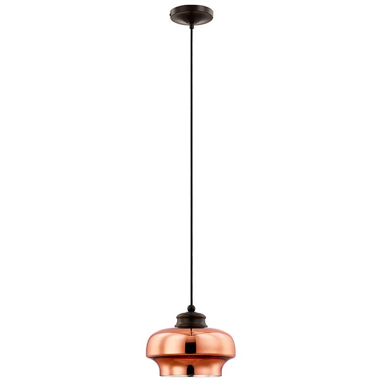 Image 2 Livex Art Glass 9 1/4" Wide English Bronze Mini Pendant