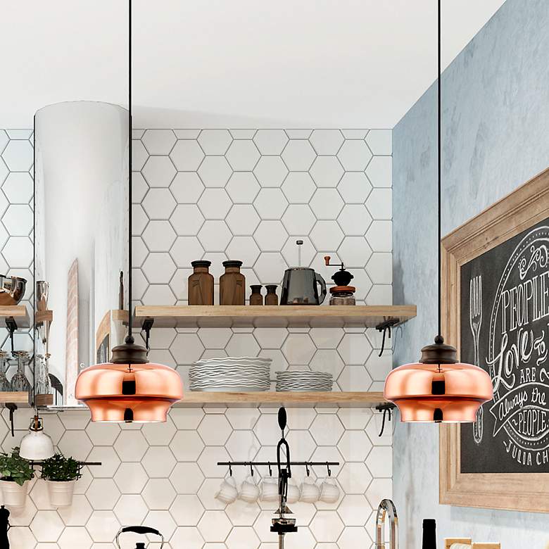 Image 5 Livex Art Glass 9 1/4" Wide English Bronze Mini Pendant more views